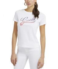 GUESS SHADED T-shirt col rond en coton blanc pur - T-shirt - 1