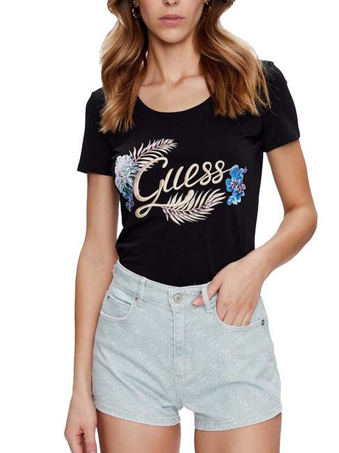 GUESS EMBELLISH LOGO T-shirt en coton extensible jetbla - T-shirt