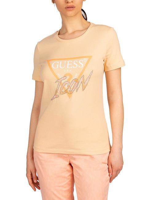 GUESS ICON T-shirt en cotton pêche-sable - T-shirt