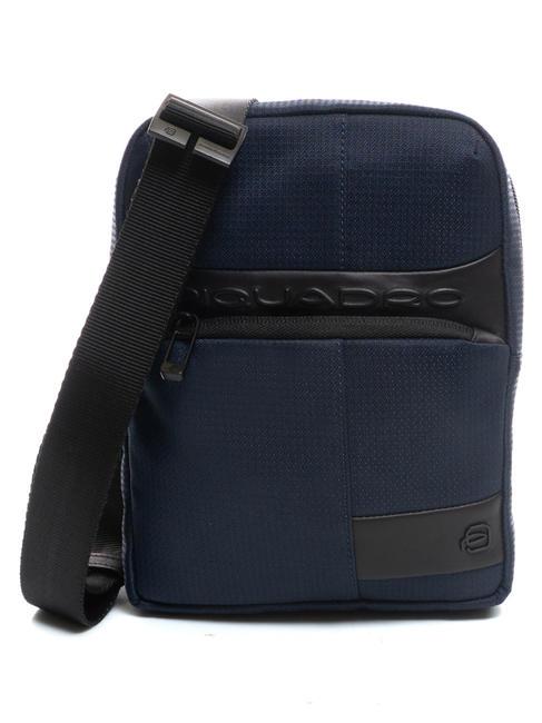 PIQUADRO WOLLEM Sac iPad mini en tissu et cuir bleu - Sacs en Bandoulières pour Homme