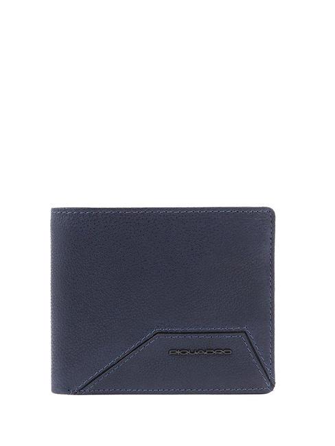 PIQUADRO W118 Portefeuille RFID en cuir, porte-cartes amovible bleu - Portefeuilles Homme