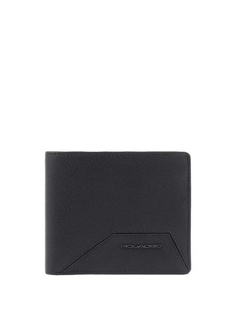 PIQUADRO W118 Portefeuille RFID en cuir, porte-cartes amovible Noir - Portefeuilles Homme