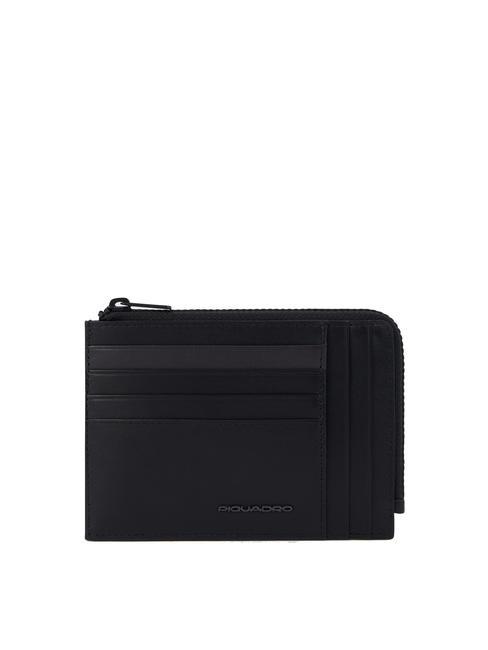 PIQUADRO W122 Porte-monnaie et carte en cuir Noir - Portefeuilles Homme