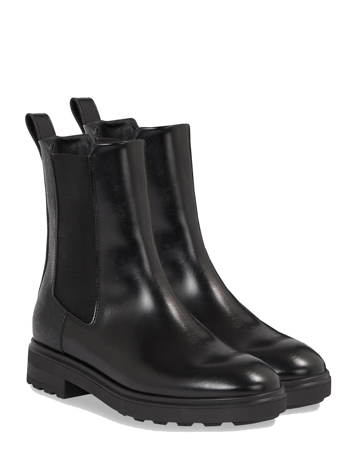 Calvin Klein Cleat Chelsea Bottines En Cuir Ck Noir Achetez
