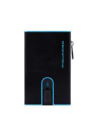 PIQUADRO BLUE SQUARE Portefeuille en cuir avec syst&egrave;me coulissant Noir - Portefeuilles Homme - 1