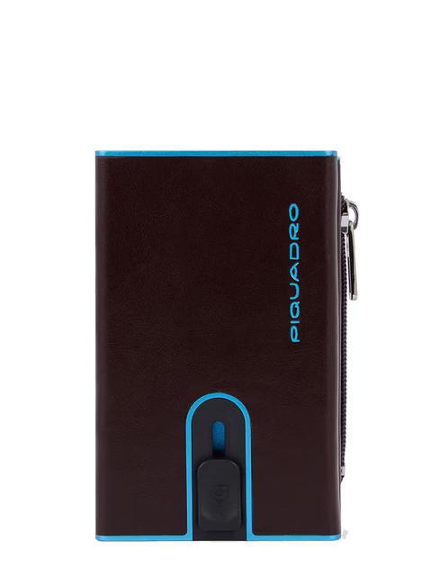 PIQUADRO BLUE SQUARE Portefeuille en cuir avec système coulissant ACAJOU - Portefeuilles Homme