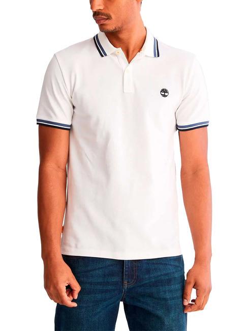 TIMBERLAND SS TIPPED PIQUE Polo coupe slim à manches courtes blanc - chemise polo