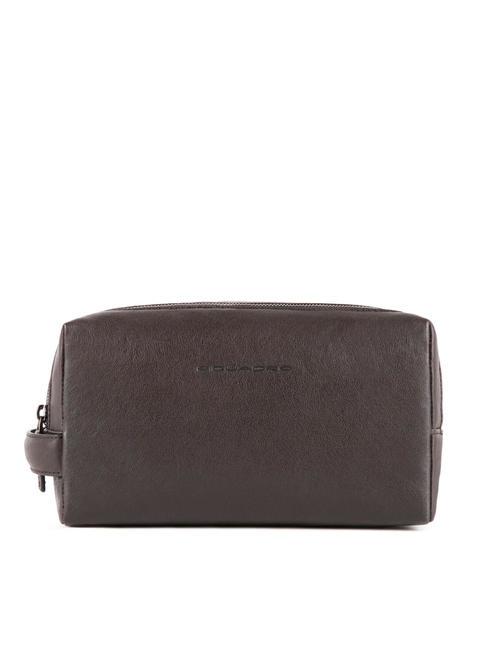 PIQUADRO BLACK SQUARE Trousse de beauté en cuir avec poignée MORO - Trousses