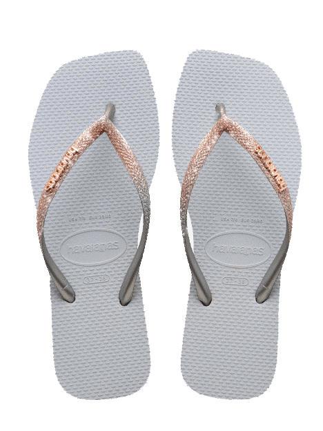 HAVAIANAS SQUARE GLITTER Tongs GRIS GLACÉ - Chaussures Femme
