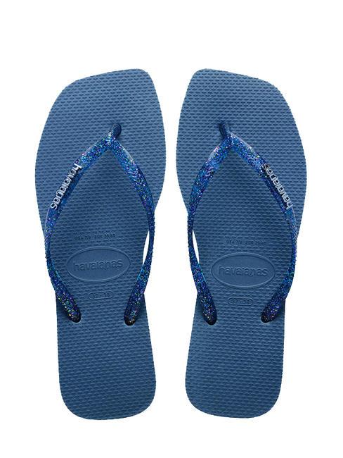 HAVAIANAS SQUARE LOGO Tongs bleu confortable - Chaussures Femme