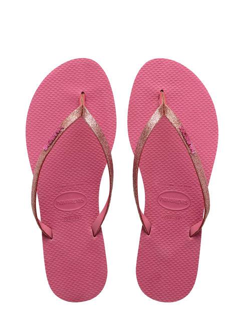 HAVAIANAS YOU GLITTER Tongs velours rose - Chaussures Femme