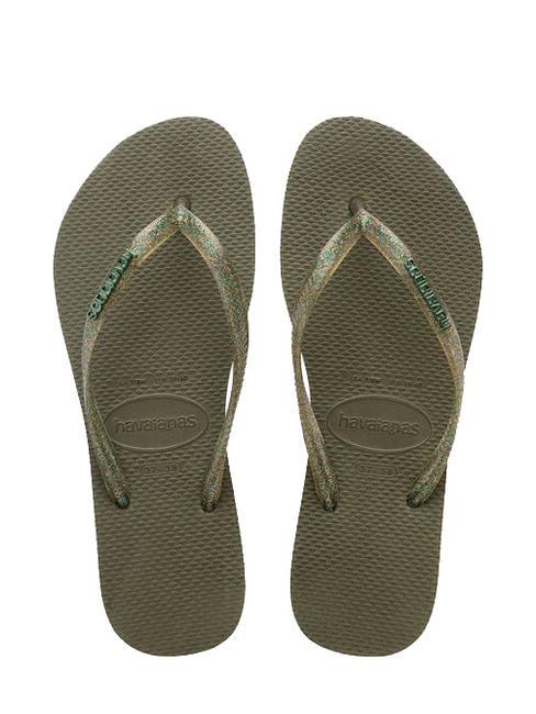 HAVAIANAS SLIM LOGO Tongs vert - Chaussures Femme