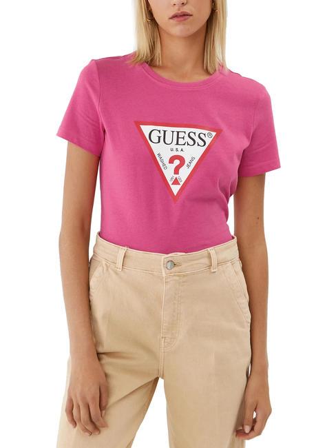 GUESS ORIGINAL LOGO T-shirt à logo punch rose - T-shirt