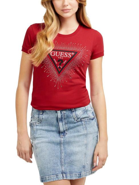 GUESS STAR TRIANGLE T-shirt avec clous piment rouge - T-shirt