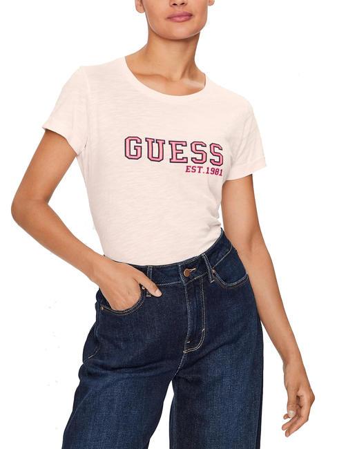 GUESS COLLEGE T-shirt avec logo inséré rose discret - T-shirt