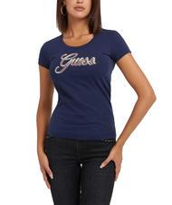 GUESS SCRIPT T-shirt avec &eacute;criture paillet&eacute;e bleu noirci - T-shirt - 1