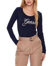 GUESS SCRIPT T-shirt &agrave; paillettes bleu noirci - T-shirt - 1