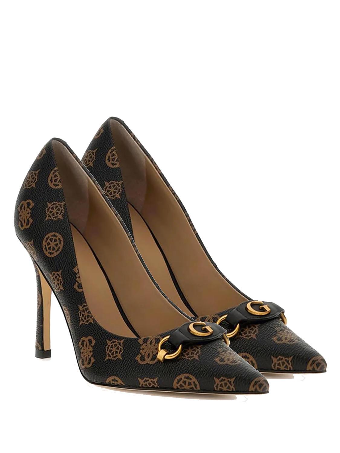Guess Scalee Escarpins Pivoine Avec Logo All Over Ocre Brune Achetez A Prix Outlet