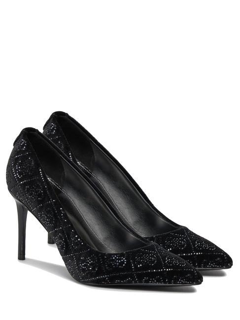 GUESS RICAN Décolleté strass logo 4g noir1 - Chaussures Femme