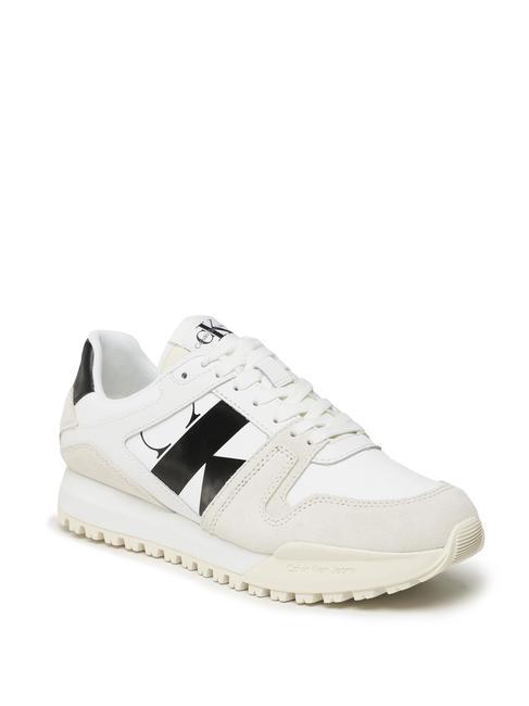 CALVIN KLEIN CK JEANS Toothy Run Baskets en cuir blanc brillant/blanc crème/noir - Chaussures Homme