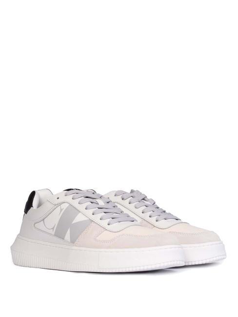 CALVIN KLEIN CK JEANS CHUNKY Baskets en cuir blanc brillant/blanc crème/huître m - Chaussures Homme