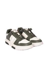 TOMMY HILFIGER TOMMY JEANS Leather Cupsole Baskets en cuir vert &eacute;tain/&eacute;cru - Chaussures Homme - 1