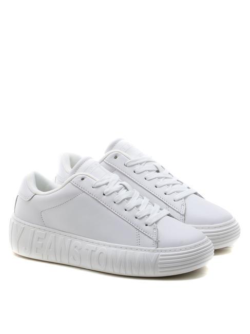 TOMMY HILFIGER TOMMY JEANS Leather Cupsole Baskets en cuir blanc - Chaussures Femme