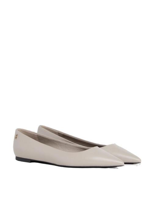 TOMMY HILFIGER ESSENTIAL POINTED Ballerines en cuir taupe lisse - Chaussures Femme