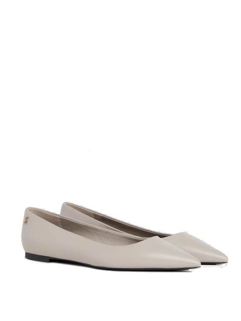 TOMMY HILFIGER ESSENTIAL POINTED Ballerines en cuir taupe lisse - Chaussures Femme