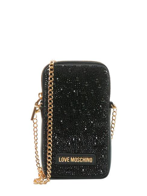 LOVE MOSCHINO HOTFIX pochette iPhone avec bandoulière noir2 - Sacs pour Femme