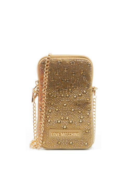 LOVE MOSCHINO HOTFIX pochette iPhone avec bandoulière Champagne - Sacs pour Femme