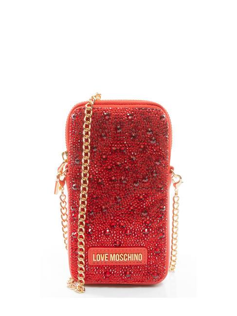 LOVE MOSCHINO HOTFIX pochette iPhone avec bandoulière rouge - Sacs pour Femme