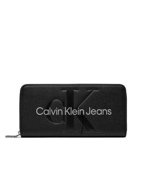 CALVIN KLEIN LETTERING LOGO   logo noir/métallique - Portefeuilles Femme