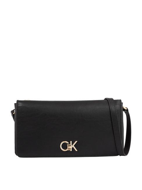 CALVIN KLEIN RE-LOCK DOUBLE GUSETTE Pochette à bandoulière ck noir - Sacs pour Femme