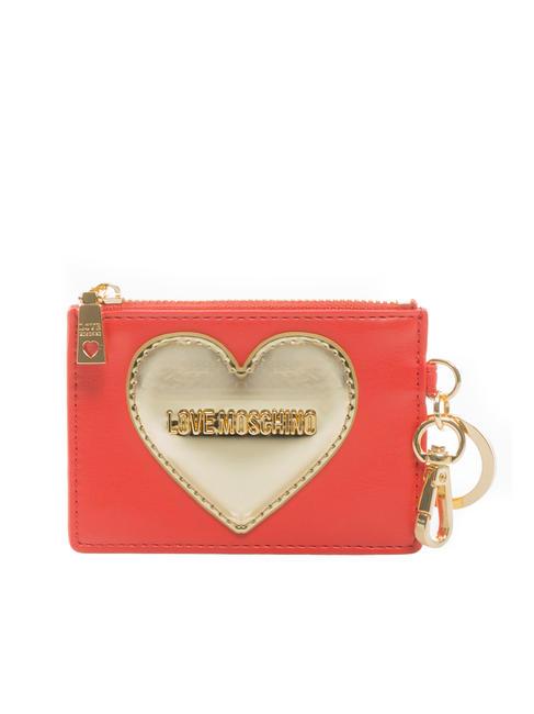 LOVE MOSCHINO GOLDEN HEART Porte-cartes avec porte-clés rouge - Portefeuilles Femme