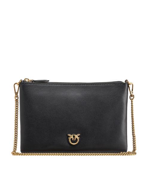 PINKO FLAT CLASSIC Pochette avec bandoulière en chaîne noir-or antique - Sacs pour Femme