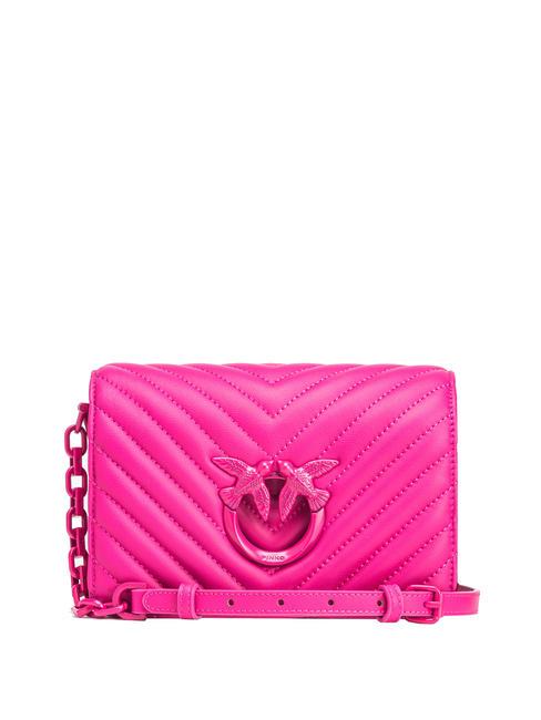 PINKO LOVE CLICK CHEVRON Mini sac porté épaule en cuir couleur rose pinko-block - Sacs pour Femme