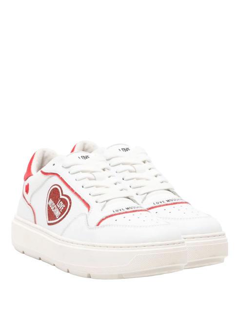 LOVE MOSCHINO BOLD 40 MIX Baskets blanc rouge - Chaussures Femme