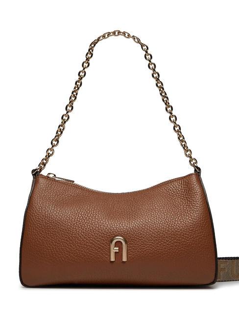 FURLA PRIMULA Petit sac en cuir avec bandoulière cognac h+métal taupe - Sacs pour Femme