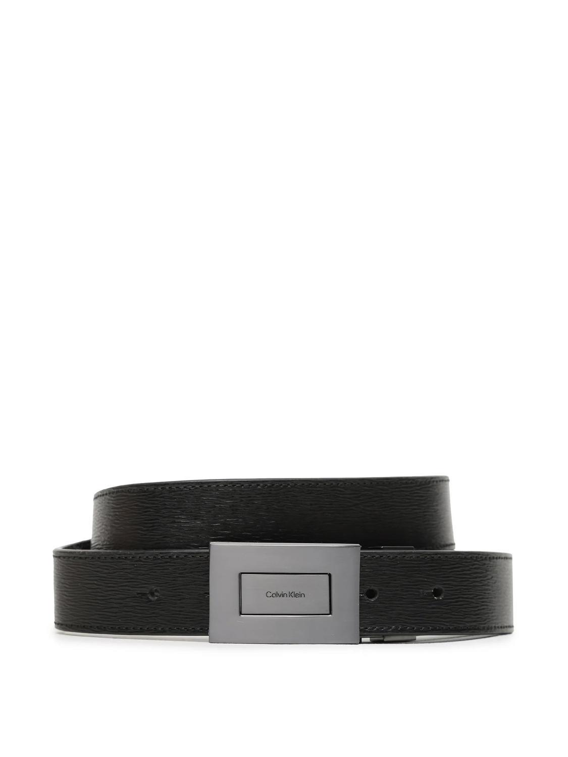 Calvin Klein Formal Ceinture R versible En Cuir Ck Noir Tex Marron