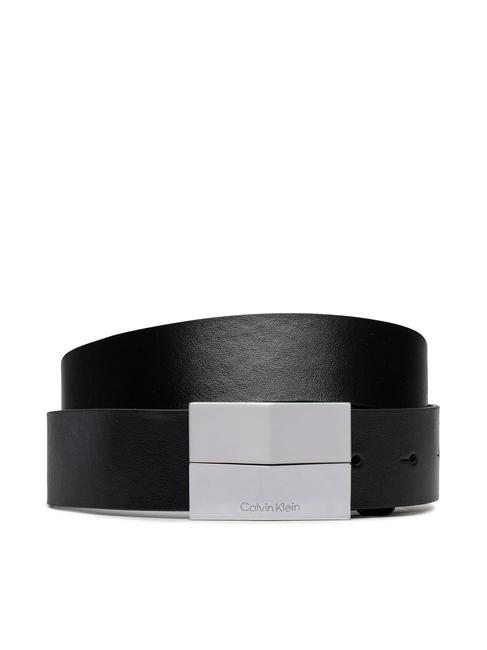 CALVIN KLEIN FINISH PLAQUE Ceinture en cuir, peut être raccourcie à la taille souhaitée ck noir - Ceintures