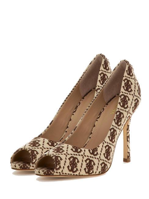 GUESS BLANCHI3 Décolleté jacquard à bout ouvert Beige foncé - Chaussures Femme