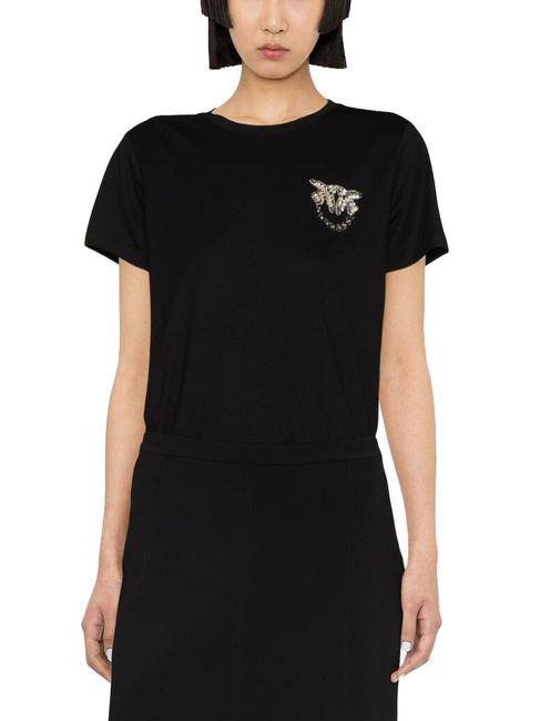 PINKO NAMBRONE T-shirt avec application de bijoux limousine noire - T-shirt