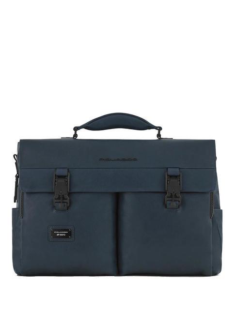 PIQUADRO HARPER Mallette pour ordinateur portable 15,6", en cuir bleu - Porte Documents Travail