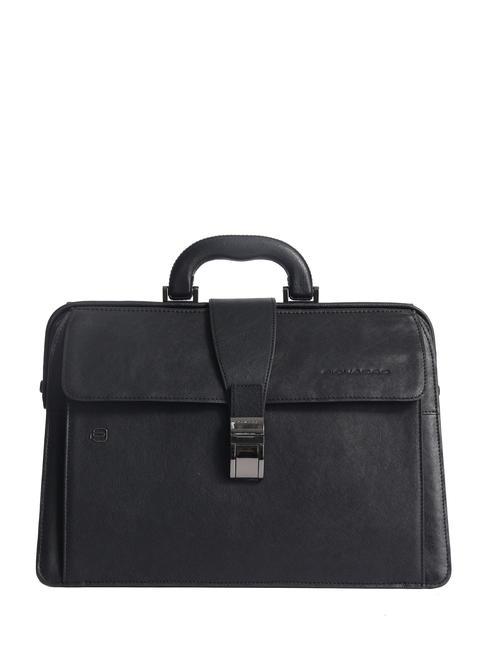 PIQUADRO BLACK SQUARE Doctor Bag en cuir, support PC 13" Noir - Porte Documents Travail