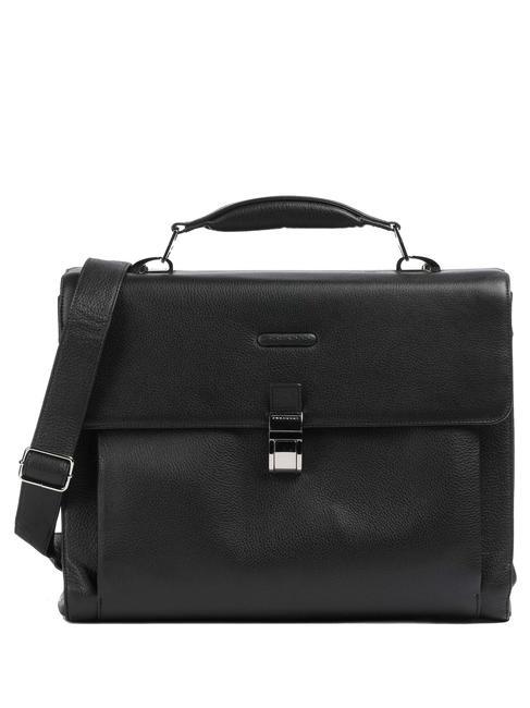 PIQUADRO MODUS  Mallette PC 15,6", en cuir Noir - Porte Documents Travail