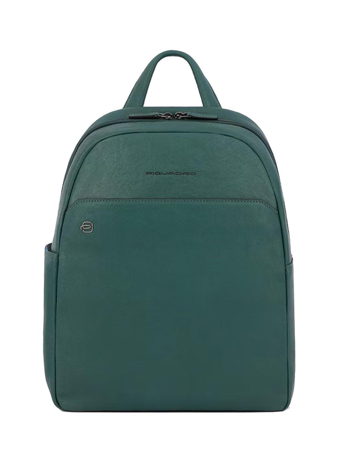 Sac à Dos Piquadro Neuf Avec étiquettes - Tissu Vert Et Cuir Noir, Pour Ordinateur 46x33x20 Cm