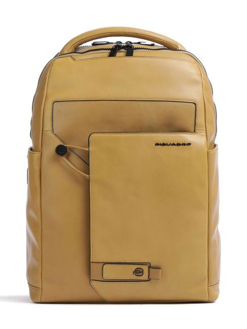 PIQUADRO AYE Sac à dos pour ordinateur portable 15,6", en cuir jaune - Sacs à dos pour ordinateur portable