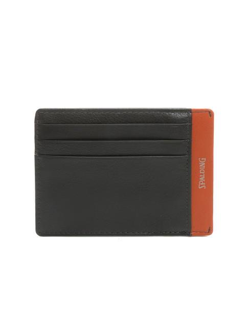 SPALDING NEW YORK STRIPE Porte-cartes de crédit en cuir marron/orange - Portefeuilles Homme