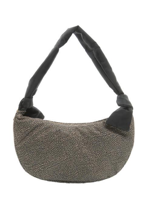 BORBONESE LOVER NYLON Sac moyen avec bandoulière OP / NATUREL / NOIR - Sacs pour Femme